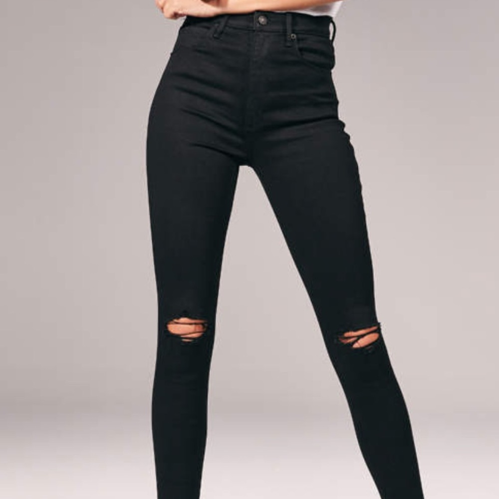 Black ultra high rise skinny jeans